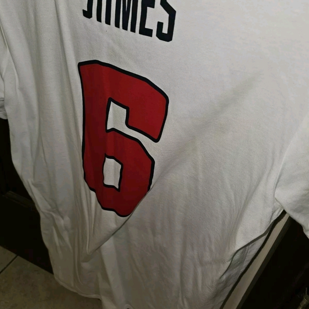 White and Red Game Day Jersey with Bold Number